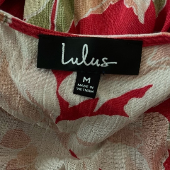 Lulus Coral Tropical Floral Short Sleeve Wrap Maxi Dress M - Picture 12 of 12